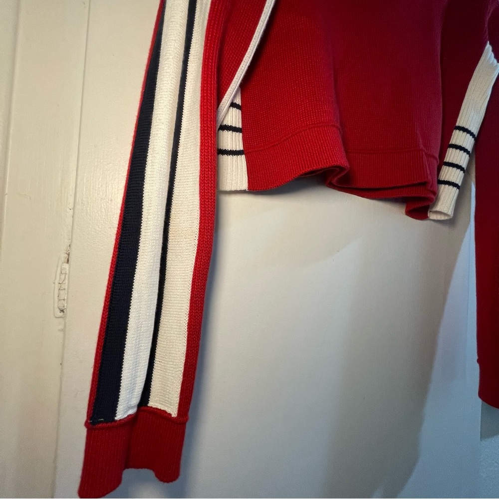 Rare Brandy Melville Red Cropped Quarter-zip Sweater Size L - Picture 4 of 14